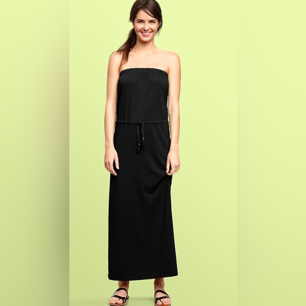 XS Gap strapless maxi dresss: black